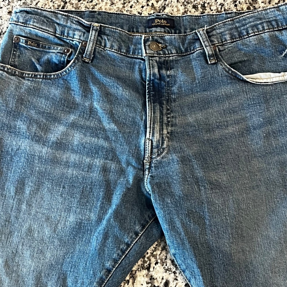 Polo Ralph Lauren Varick Jeans Mens 38x30 Blue Denim Slim Straight - Picture 7 of 12